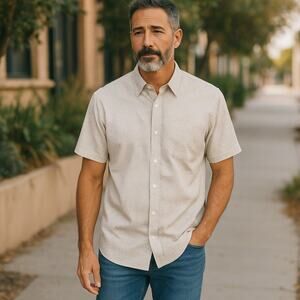 Daniel Cremieux Signature Collection Button Down Short Sleeve Shirt Size Large